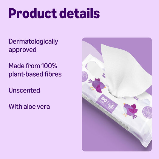 by Amazon Sensitive Baby Wipes, Unscented, 360 Wipes, 6 Pack of 60