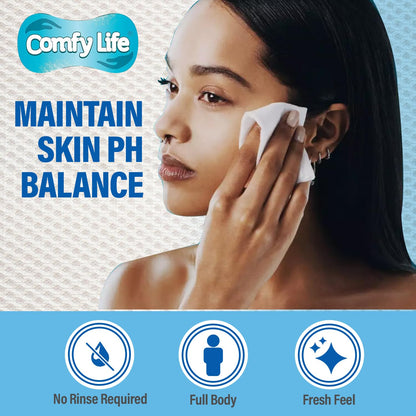 Comfy Life Premium Full Body Cleansing Wet Wipes For Adults - Large Luxury Fresh-feel Rinse-free Fragrance-free Bed Bath Intimate-care Soft Sheets (1 Pack (80 Wipes)